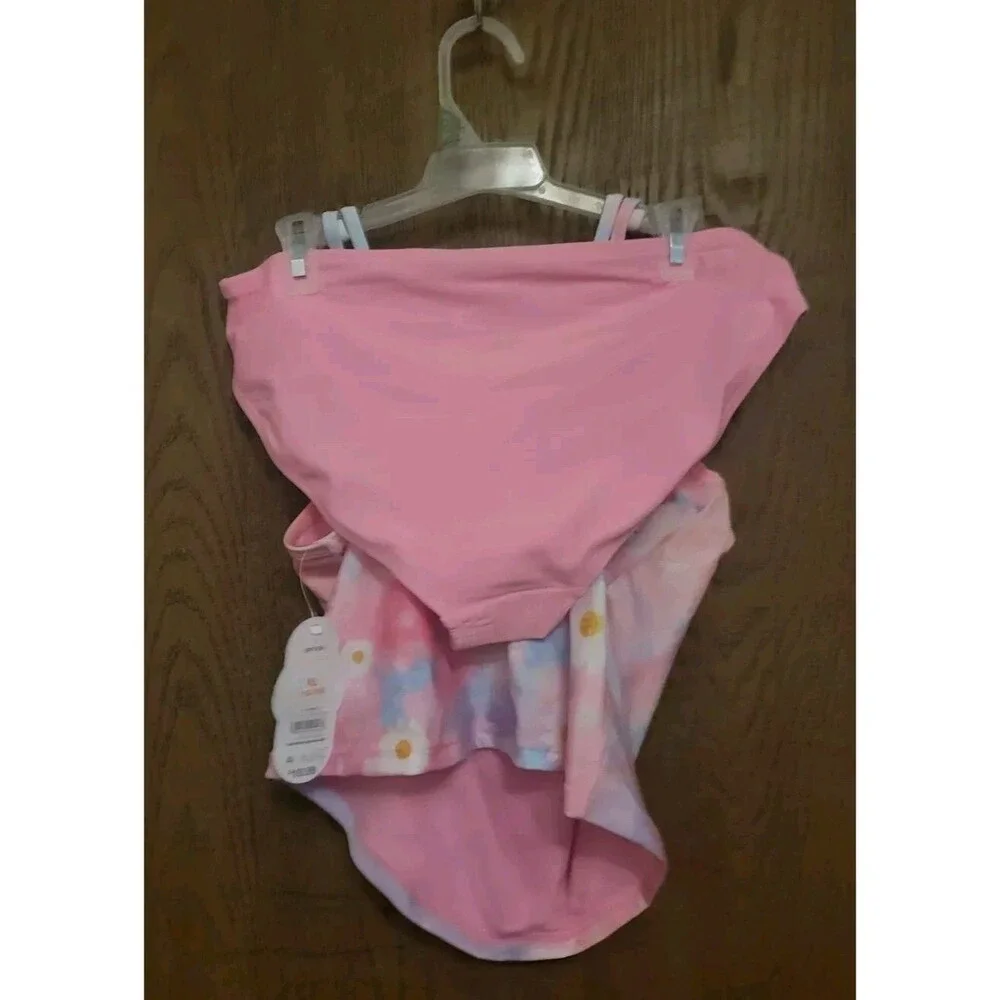 Wonder Nation Girls 2 Piece Swimsuit Tankini Unicorn Size XL 14/16 Pink UPF 50+